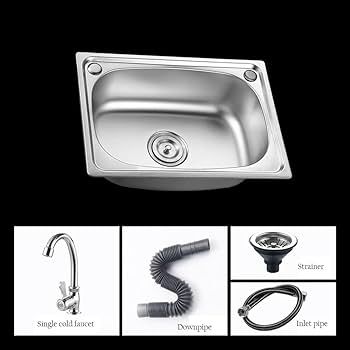 Small Kitchen Sink, Single Bowl Stainless Steel Sink for Undermount and Flushmount Intallation Reversible Drainer with Waste Pipes Clips (Color : Silver, Size : A(37x32cm)