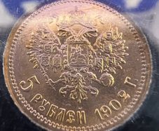 1902 Nicholas II 5 Rubles Gold Coin in slab with cert