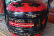 Vintage hand made, hand painted Japanese lunch pail, D18