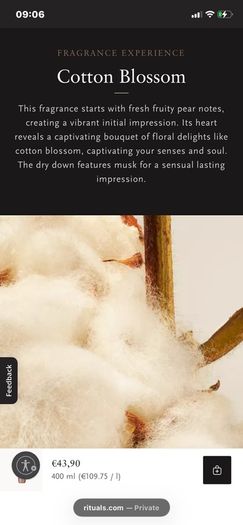 New RITUALS Private Collection Cotton Blossom Home Perfume 400mls