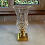 Waterford Crystal Lismore hurricane/candle lamp with a brass/gold-tone pedestal base Image 4