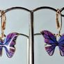 Mini Hoop Purple Butterfly Drop Earrings Image 5