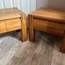 Pair of Large Oak Bedside Tables with 2 Drawers Image 6