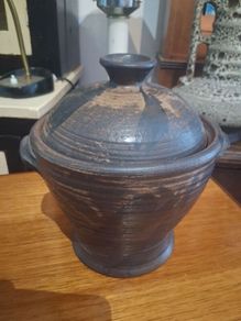 Art Pottery Lidded Pot signed LFF?