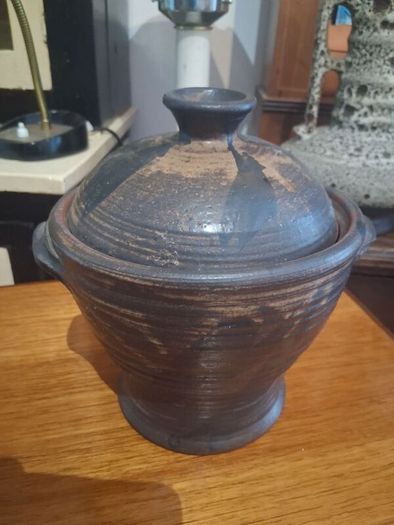 Art Pottery Lidded Pot signed LFF?
