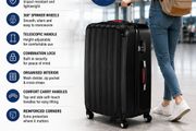XL 90L Hard Shell Suitcase with 360deg  Spinner Wheels &amp; Combination Lock