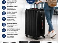 main image for ad XL 90L Hard Shell Suitcase with 360deg  Spinner Wheels &amp; Combination Lock