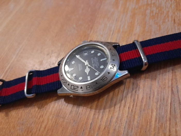 Sharp Scuba Master Divers Watch, Quartz Movement, Stainless Steel Case and Back. WR100M Japanese Movement, Nato Strap.