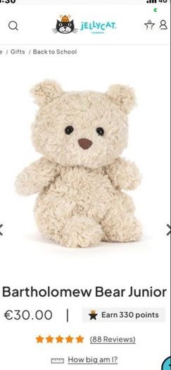 New JELLYCAT Bartholomew Bear Junior