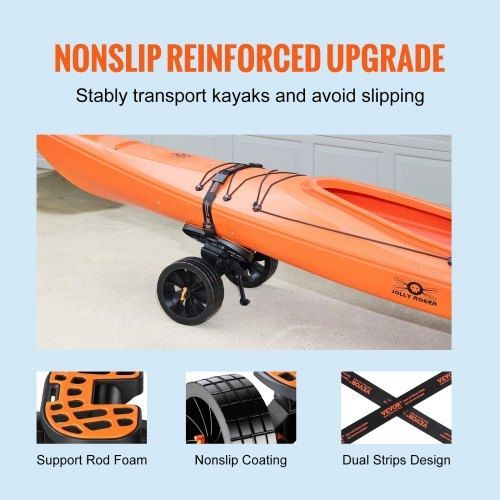 Heavy Duty Kayak Cart, 320lbs Load Capacity, Detachable Canoe Trolley Cart with 10'' Solid Tires
