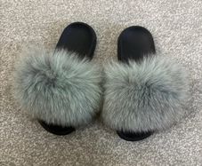 Fluffy grey sliders