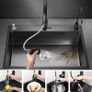 Black Kitchen Sink, Stainless Steel Single Bowl Sink, Drop in/Topmount Workstation Sink with Sliding Accessories, Farmhouse Workstation Sink with Multiple Accessories (50 /45cm) Image 3