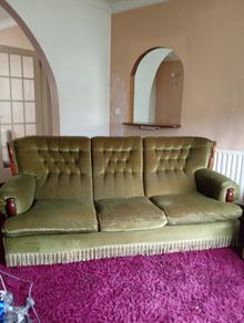 three piece suite and footstool