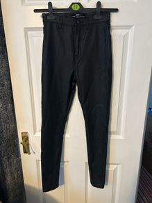 leather look trousers