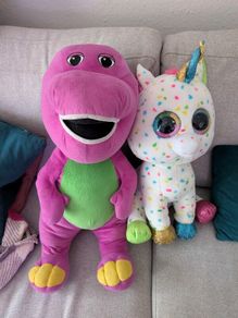 Barney large teddy and large beanie boo