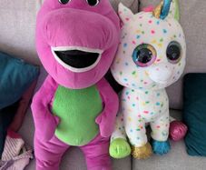 Barney large teddy and large beanie boo