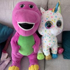 Barney large teddy and large beanie boo