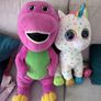 Barney large teddy and large beanie boo Image 4