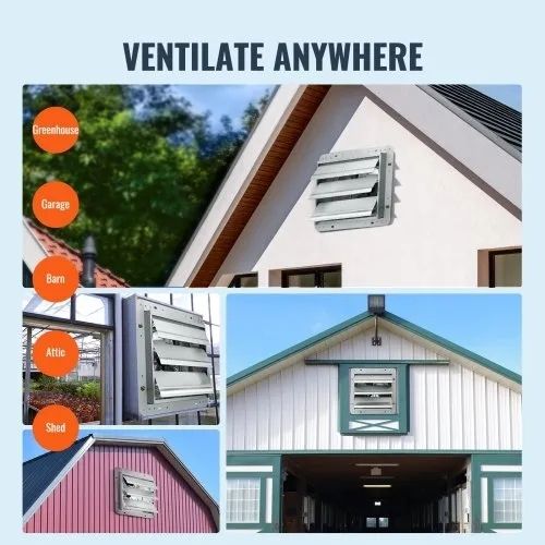 Shutter Exhaust Fan, 356 mm High-speed 1400RPM 994 CFM, Aluminum Wall Mount Attic Fan with AC-motor,