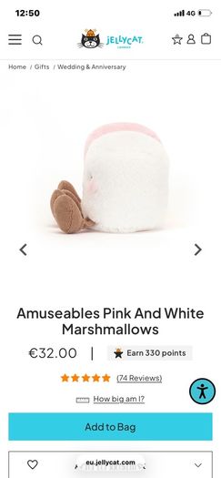New JELLYCAT Amuseables Pink & White Marshmallows