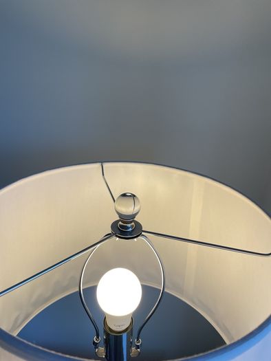 Tall silver and crystal lamp