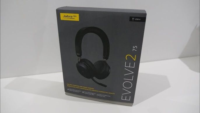Jabra Evolve2 75 Wireless PC Headset with 8-Microphone Technology - Dual Foam Stereo Headphones with Adjustable Advanced Active Noise Cancellation, USB-A Bluetooth Adapter and UC Compatibility - Black