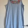 UK16, Joules Riva Sleeveless Jersey Dress Blue & White Stripe with Floral Detail Image 2