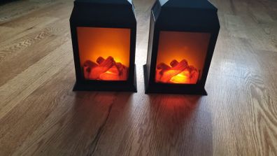 Log fire lamps:pairs Battery operated
