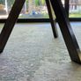 Solid 120cm round Acacia Dining Table & 4 Velvet Chairs. Image 6
