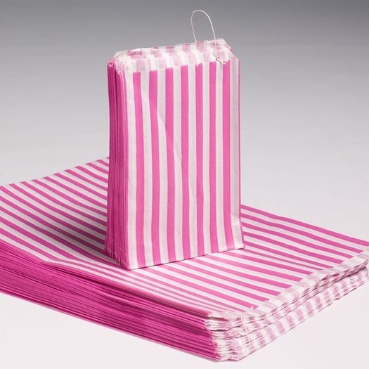 Lot of 200 Pink stripe counter bags 7x9 inches ideal for candy weddings parties candy cart shop small retails sweet shops