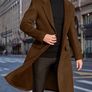 Brand New Men's Casual Slim Fit Wool Coat Notched Collar - Tan Image 5