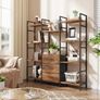 Vinatge Bookcase with 3 Fabric Drawers Industrial Wood Style Image 6
