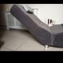 Grey Fabric Chaise Long Lounger with Leather headrest Image 2