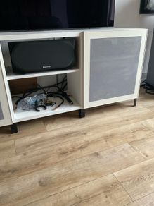 IKEA Hifi and AV unit with black gloss bench top , 180mm x 40mm x 75mm (LX B X H)