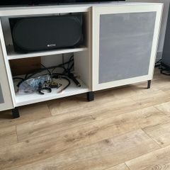 IKEA Hifi and AV unit with black gloss bench top , 180mm x 40mm x 75mm (LX B X H)