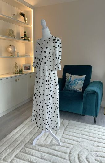 Brand-new Ladies White & Black Polka Dot Dress from River Island