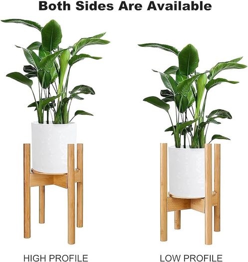 NEW SALE | Indoor Plant Stands with Planter Pot Tray, Adjustable Size Fits 8.5 9 10 11 to 12 Inch Pots, Wood Planter Rack, Mid Century Modern Display Rack Rustic Decor