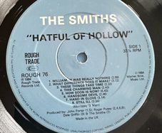 The Smiths. Irish release Hatful of Hollow gatefold sleeve with inner lyrics sleeve in good condition. Vinyl has multiple hair line scratches which affect audio but record doesn't skip hence the low price