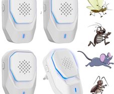 Queath Ultrasonic Mosquito Repellent 4-Pack, Ultrasonic Pest Repellent, Ultrasonic Pest Control, Against Mice, Flies, Cockroaches, Spiders, and Ants, Harmless to Pets and Humans