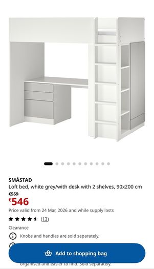 Loft bed with desk and wardrobe