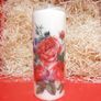 X-Large brand new unscented ivory decorative pillar candle spring Valentines day mother's day /birthday /new home Roses flowers Image 3