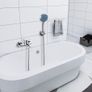 Auralum Chrome Bathtub Mixer Tap, Hand Held Shower Adjustable Holder And Shower Hose Image 2