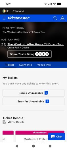 The Weeknd tickets x 3 Saturday 22nd August