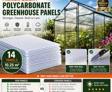 14 Pack Polycarbonate Greenhouse Panels 121 x 60.5 cm 4 mm Twin Wall UV Protected Replacement Sheets