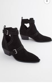 Ankle boots leather black women winter shoes