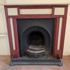 Genuine Victorian Cast Iron Fireplace Insert & Matching Fender