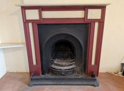 Genuine Victorian Cast Iron Fireplace Insert & Matching Fender