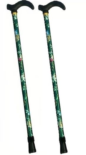 Floral Green Printed  walking stick.Free Post