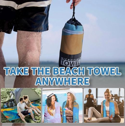 Microfibre Beach Towels for Adults 200x90cm 2 Pack Extra Large Beach Towels in Gift Boxed, 250 GSM, Sand Free, Lightweight & Quick Dry Beach Towel for Swim, Travel and Gym(Pink Stripe & Blue Stripe)