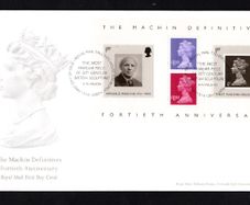 2007 Great Britain 40th Anniversary of the First Machin Miniature Sheet Commemorative Stamps Miniature Sheet addressed First Day Cover (FDC) with Edinburgh pictorial cancel